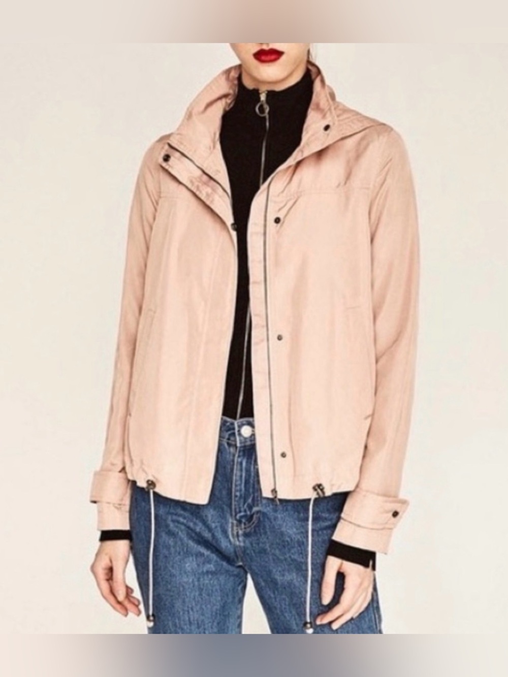 Zara Basic Outerwear light pink/dusty pink windbreaker raincoat jacket, Size XL